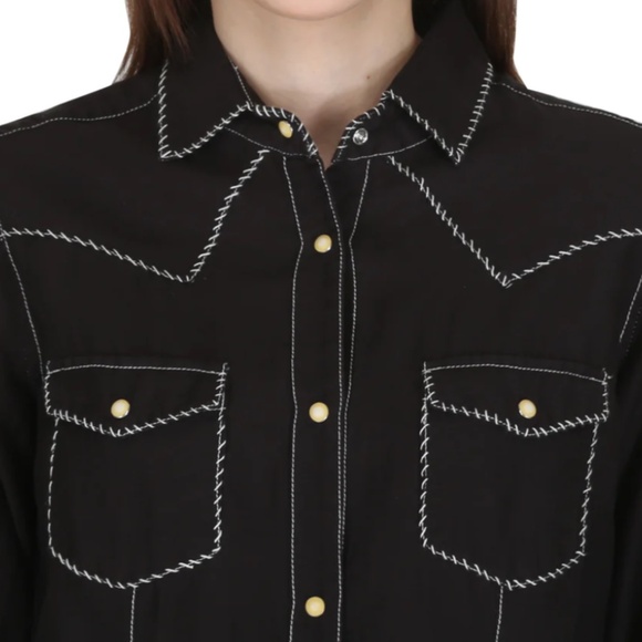 VTG Ryan Michael Western Long Sleeve Pearl Snap Button Woman SZ S Silk Blend - Picture 3 of 16